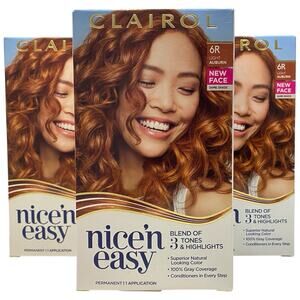 Clairol Nice'n Easy Permanent Hair Dye 6R Light Auburn Hair Color, Pack of 3